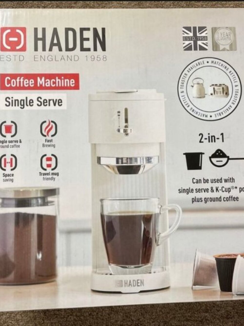 HADEN Single Serve Coffee Machine for Single Serve Pods and Ground Coffee (New) - Picture 8 of 8